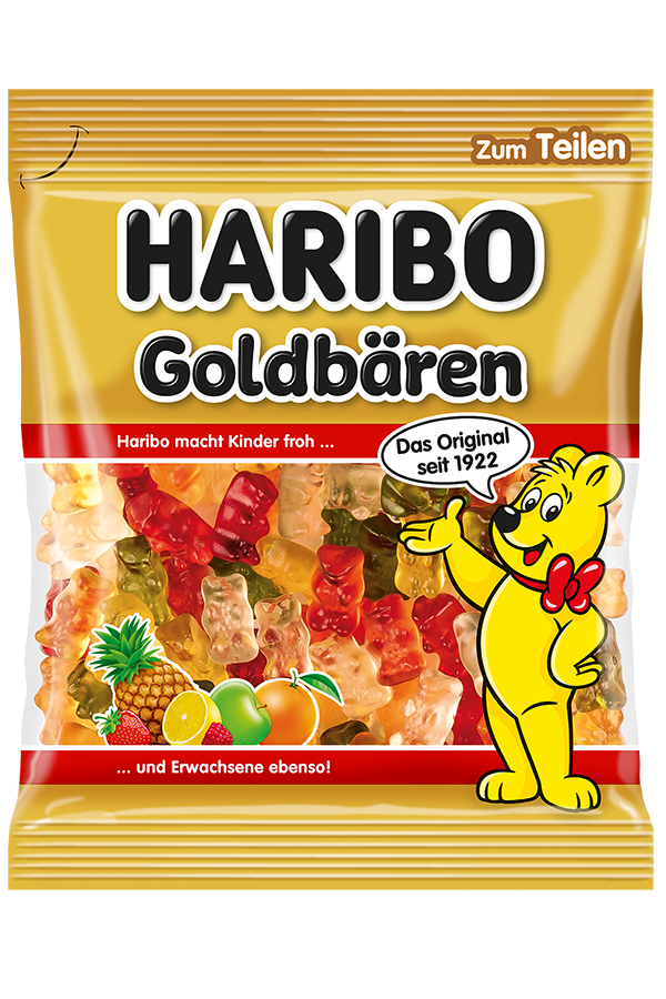 HARIBO Goldbären, Beutel mit dem Goldbären auf der Vorderseite