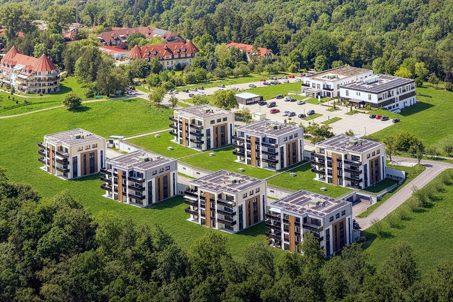Luftbild der neuen Häuser am Gesundheitscampus